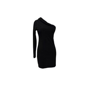 Fiestar Contemporary One-Shoulder Bodycon Dress Stretch Knit Minimalist Eveningw